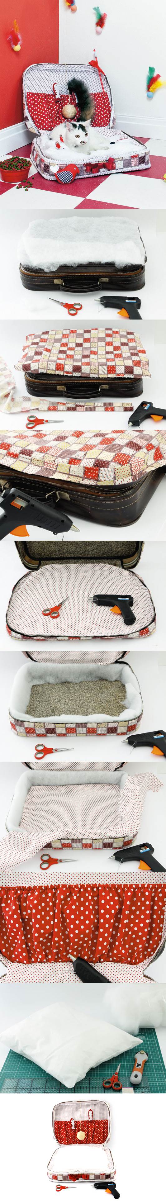DIY Cat Bed from Old Suitcase 2