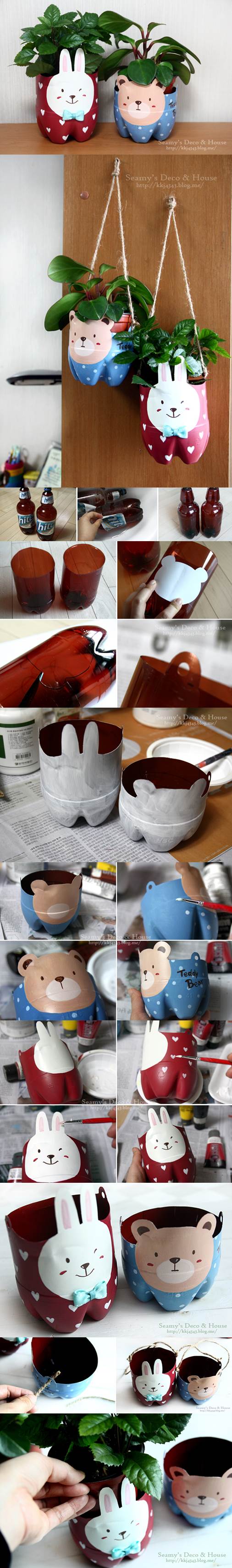 DIY Plastic Bottle Pet Pots 2