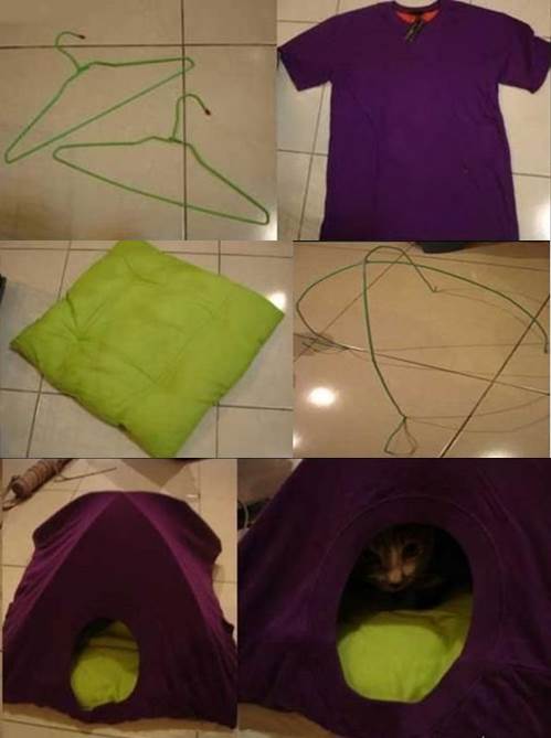 DIY Simple T-shirt Cat Tent 2