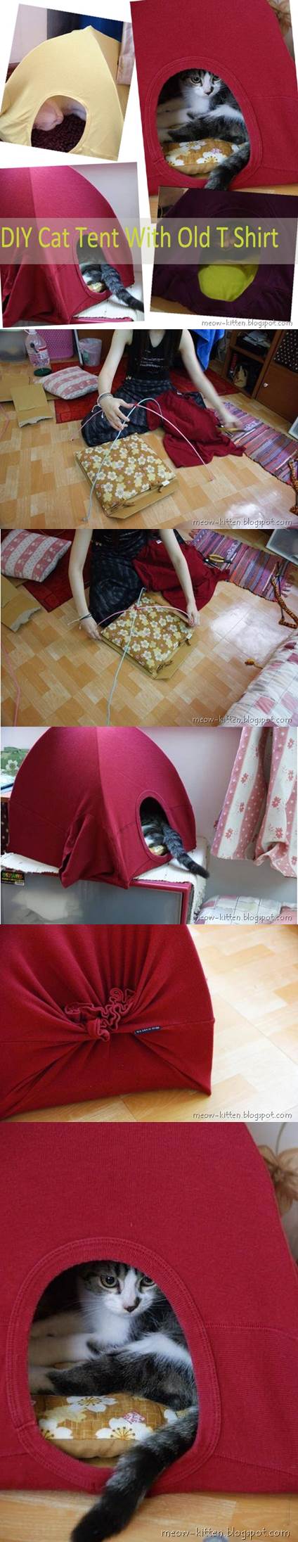 DIY Cat Tent with Your Old Tshirts 2