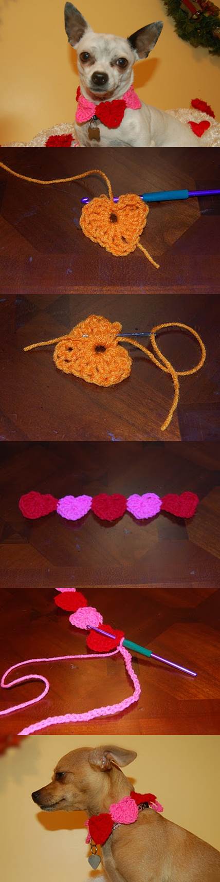 DIY Conversation Hearts Crochet Dog Collar 2