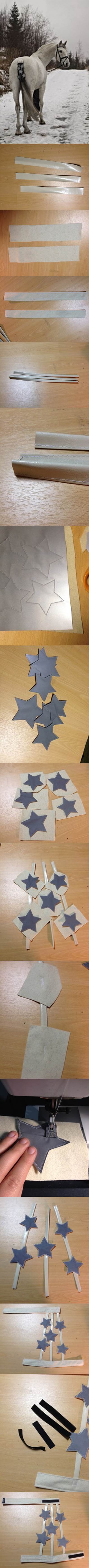 DIY reflective fabric stars tail adornment for horses step by step tutorial instructions 2